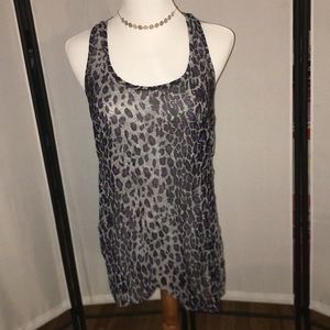Miley Cyrus purple and grey animal print tank top
